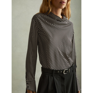 REISS ADDISON Striped Cowl Neck Top